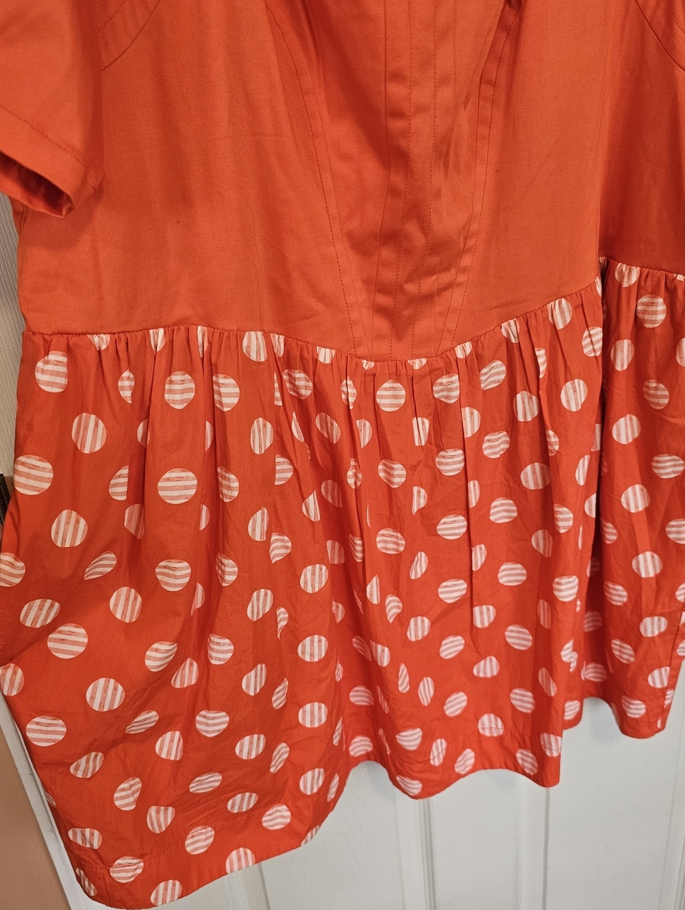 Maeve Anthropologie Short Sleeve Polka Dot Square Neck Mini Dress Basque Waist - Picture 6 of 9